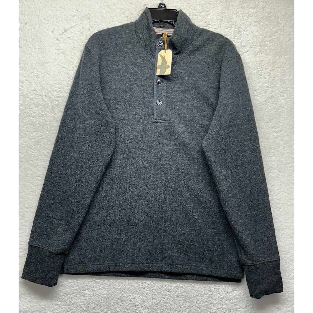 Relwen Mens Size S Thermal Button Mock Long Sleeve Gray Pullover Sweatshirt (T7)